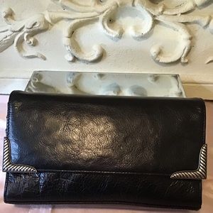 VINTAGE Colette Leather Clutch Bag Silver Hardware